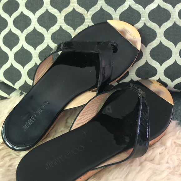 Jimmy Choo Black Patent Leather flip-flops size 36 (US 6) - Picture 1 of 13